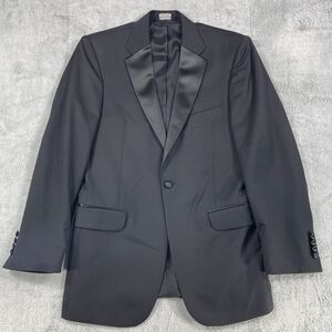 Jos. A. Bank Tuxedo Blazer Jacket Men 40L Black Wool Tailored Fit Notch Lapel